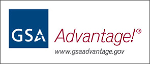 Logo for GSA Advantage, and its website address www.gsaadvantage.gov.
